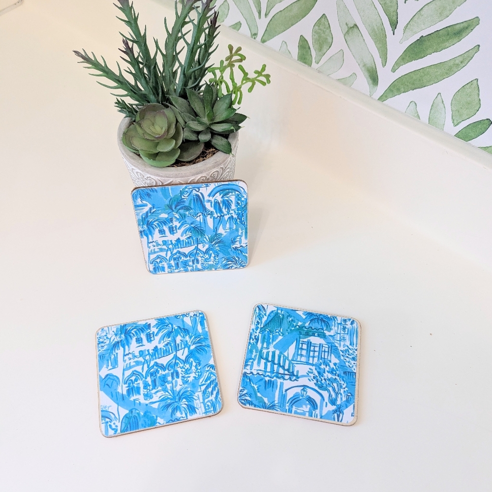 Set Of 3 Lilly Pulitzer Coasters Handmade